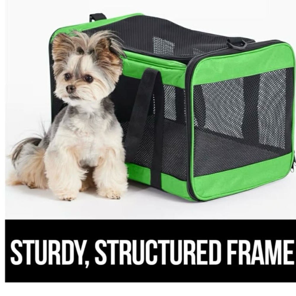 Green and Black Cat Travel Carrier - Picture 7 of 11